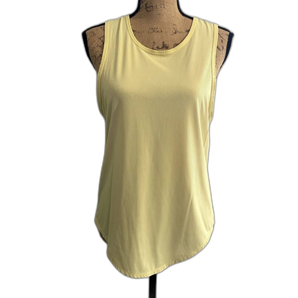 Zyla‎ Active Micro Ribbed Tank Top Yellow Racerback Athletic Summer Size Medium